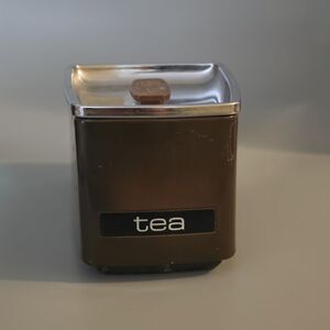 Vintage Lincoln BeautyWare Tea Canister w/ Lid Brown And Chrome